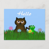Kitty and Frosch Hello Postcard Postkarte (Vorderseite)