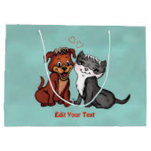 Kitty and Puppy , bearbeiten Sie Ihren Text Große Geschenktüte (Rückseite)