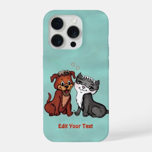 Kitty and Puppy , bearbeiten Sie Ihren Text iPhone Hülle (Rückseite)
