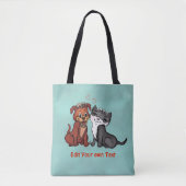 Kitty and Puppy , bearbeiten Sie Ihren Text Tasche (Vorderseite)
