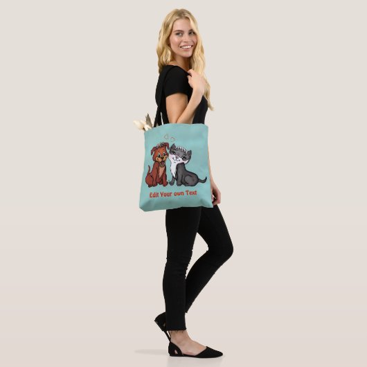 Kitty and Puppy , bearbeiten Sie Ihren Text Tasche (Am Model)