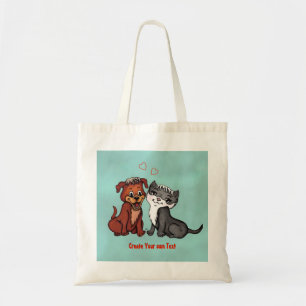 Kitty and Puppy , bearbeiten Sie Ihren Text Tragetasche