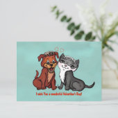 Kitty and Puppy , Happy Valentines Day! Einladung (Stehend Vorderseite)