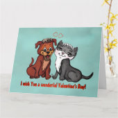 Kitty and Puppy , Happy Valentines Day! Karte (Gelbe Blume)