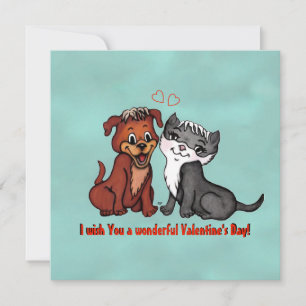 Kitty and Puppy , Happy Valentines Day! Karte