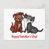 Kitty and Puppy , Happy Valentine's Day! Postkarte (Vorderseite)