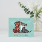 Kitty and Puppy , Happy Valentine's Day! Postkarte (Stehend Vorderseite)