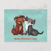 Kitty and Puppy , Happy Valentine's Day! Postkarte (Vorderseite)