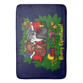 Kitty and Puppy , Happy XMas Badematte (Vorderseite Vertikal)