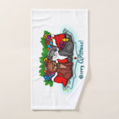 Kitty and Puppy , Happy XMas Badhandtuch Set (Handtuch)