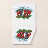 Kitty and Puppy , Happy XMas Badhandtuch Set (Handtuch)