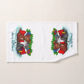 Kitty and Puppy , Happy XMas Badhandtuch Set (Handtuch)