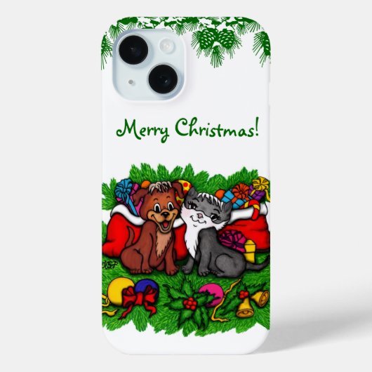 Kitty and Puppy , Happy XMas Case-Mate iPhone Hülle (Rückseite)