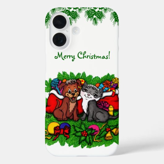 Kitty and Puppy , Happy XMas Case-Mate iPhone Hülle (Rückseite)