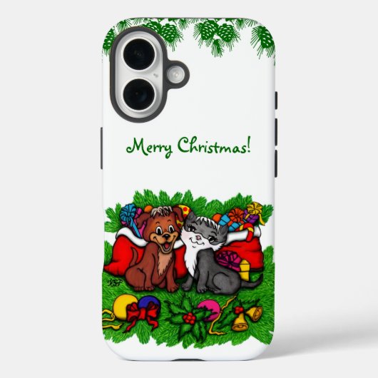 Kitty and Puppy , Happy XMas Case-Mate iPhone Hülle (Rückseite)