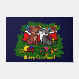 Kitty and Puppy , Happy XMas Fußmatte