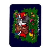 Kitty and Puppy , Happy XMas Magnet (Vertikal)