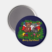 Kitty and Puppy , Happy XMas Magnet (Vorderseite/Rückseite)