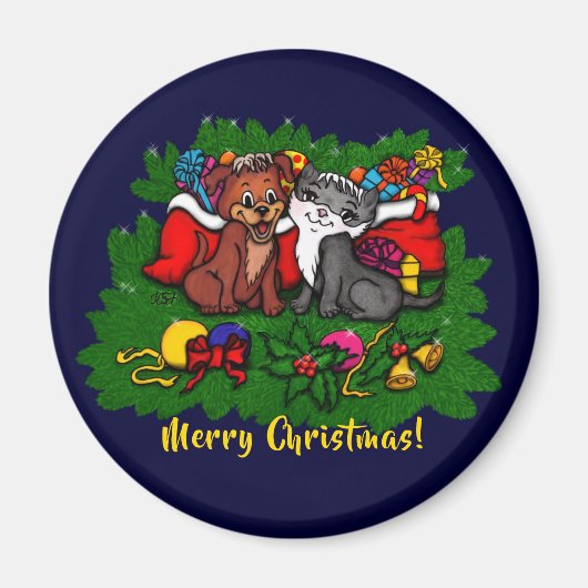 Kitty and Puppy , Happy XMas Magnet (Vorne)