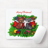 Kitty and Puppy , Happy XMas Mousepad (Mit Mouse)