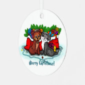 Kitty and Puppy , Happy XMas Ornament Aus Metall (Vorderseite links)