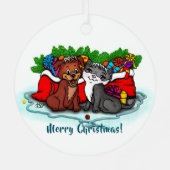 Kitty and Puppy , Happy XMas Ornament Aus Metall (Rückseite)