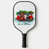Kitty and Puppy , Happy XMas Pickleball Schläger (Rückseite)