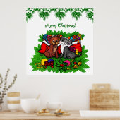 Kitty and Puppy , Happy XMas Poster (Küche)