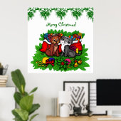 Kitty and Puppy , Happy XMas Poster (Heimbüro)