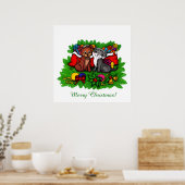 Kitty and Puppy , Happy XMas Poster (Küche)