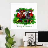 Kitty and Puppy , Happy XMas Poster (Heimbüro)