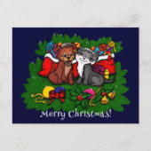 Kitty and Puppy , Happy XMas Postkarte (Vorderseite)