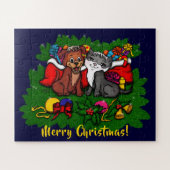 Kitty and Puppy , Happy XMas Puzzle (Horizontal)