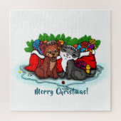 Kitty and Puppy , Happy XMas Puzzle (Vertikal)