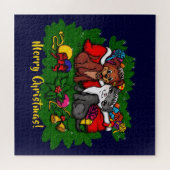 Kitty and Puppy , Happy XMas Puzzle (Horizontal)