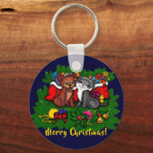 Kitty and Puppy , Happy XMas Schlüsselanhänger (Vorderseite)