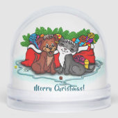 Kitty and Puppy , Happy XMas Schneekugeln (Vorderseite)