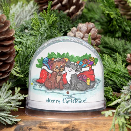 Kitty and Puppy , Happy XMas Schneekugeln (Winter)