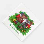 Kitty and Puppy , Happy XMas Serviette (Ecke)