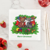 Kitty and Puppy , Happy XMas Serviette (Beispiel)