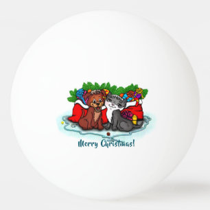 Kitty and Puppy , Happy XMas Tischtennisball