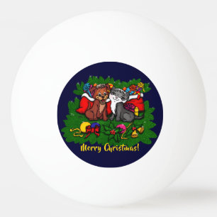 Kitty and Puppy , Happy XMas Tischtennisball