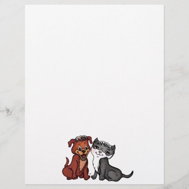Kitty and Puppy Letterhead Briefbogen (Vorderseite)