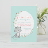 Kitty Aquamarin Floral Geburtstagsparty Einladung (Stehend Vorderseite)