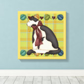 Kitty auf Karierter Leinwand (Insitu (Holzboden))