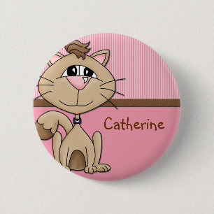 Kitty-Bart-NamensAbzeichen-Geburtstags-Knopf Button