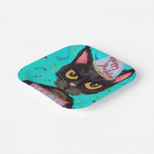 Kitty Birthday Celebration Party Plate Pappteller (Gewinkelt)