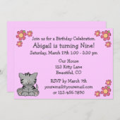 Kitty Birthday Einladung für Mädchen (Vorne/Hinten)