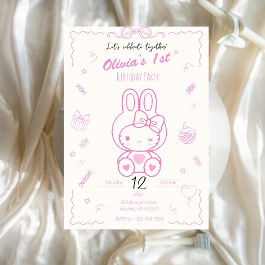 Kitty Birthday Girl Invitation Einladung