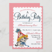Kitty Birthday Party| Retro Birthday Einladungen (Vorne/Hinten)